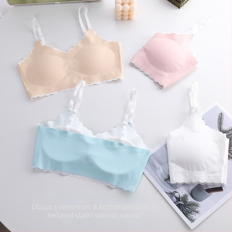 Jednodelni dječji top za rast bez žica, prozračni najlonski materijal, pune košarice s tanko oblikovanim košaricama od pamuka, podstava od najlona, čvrste dvostruke naramenice