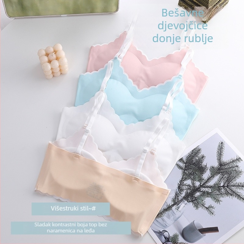 Jednodelni dječji top za rast bez žica, prozračni najlonski materijal, pune košarice s tanko oblikovanim košaricama od pamuka, podstava od najlona, čvrste dvostruke naramenice