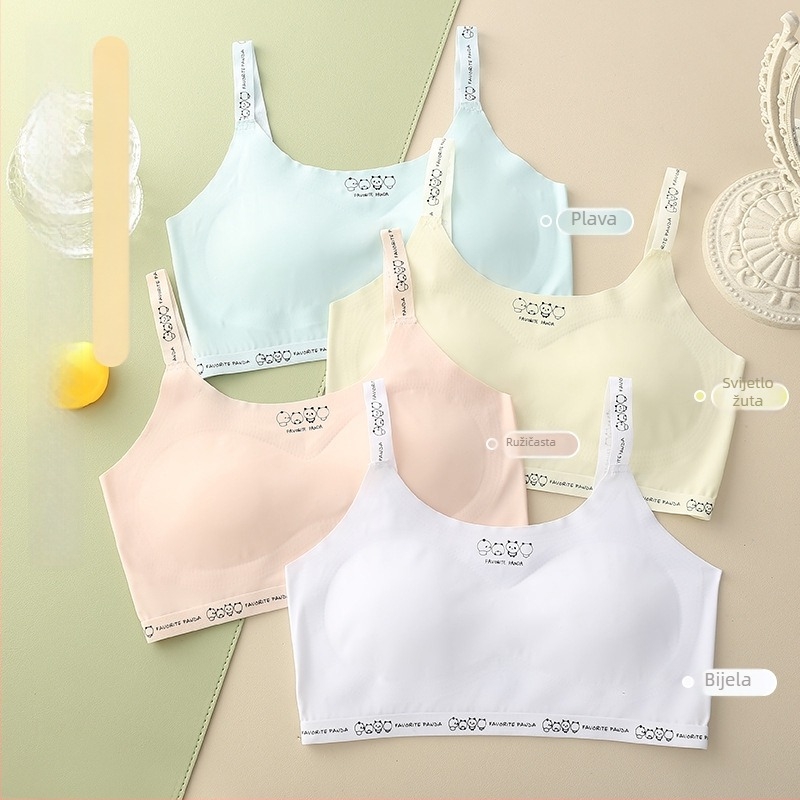 Miyisi Razvijajuće djevojčice bešavni vest grudnjak s 3/4 košarom, tanak oblik košarice, najlon s pamukom, uzrast 9–14 godina