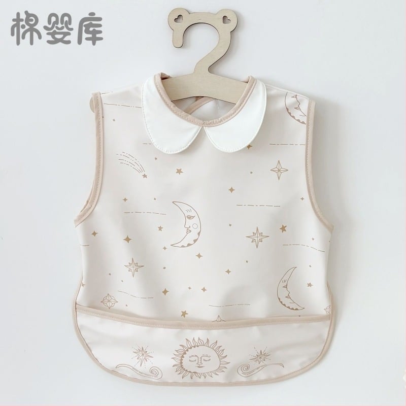 Unisex vodootporna bezrukavna pregača za hranjenje i crtanje s dvostrukim dizajnom, poliester, crtani uzorak, sigurnosna klasa A, Cotton Baby Library, model 0400, proljeće 2025