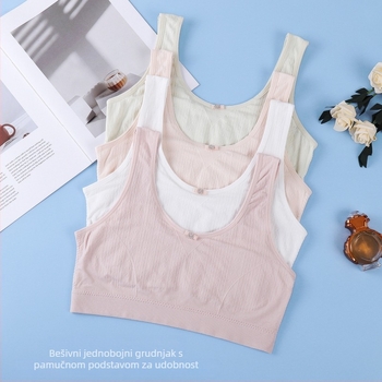 Bespruzni dječji tank top za djevojčice 9–13 godina, prozračna viskoza, s punim košaricama, fiksni dvostruki kaiševi, za sve sezone