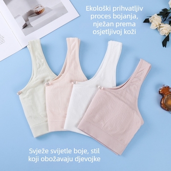 Bespruzni dječji tank top za djevojčice 9–13 godina, prozračna viskoza, s punim košaricama, fiksni dvostruki kaiševi, za sve sezone