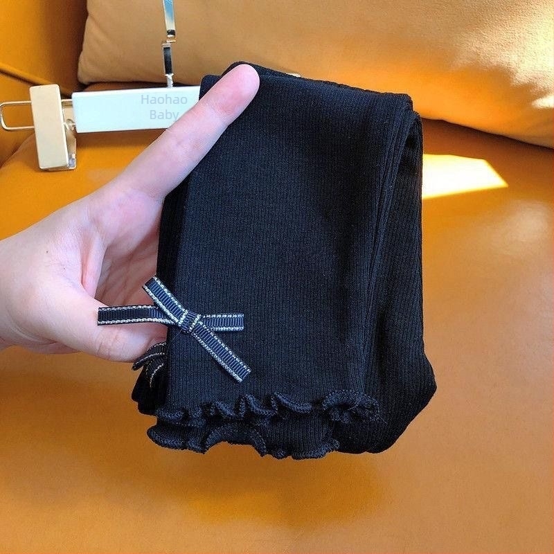 Dječje legice u korejskom stilu, lagani poliester, 90% poliester, srednji struk s elastičnim pojasom, jednobojne, za djevojčice 3–8 godina (proljeće-ljeto)