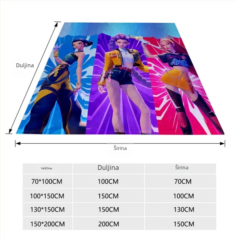 Flanel deka s cartoon motivom, prilagodljiva, cijelo godišnje korištenje, težina ispod 300 g