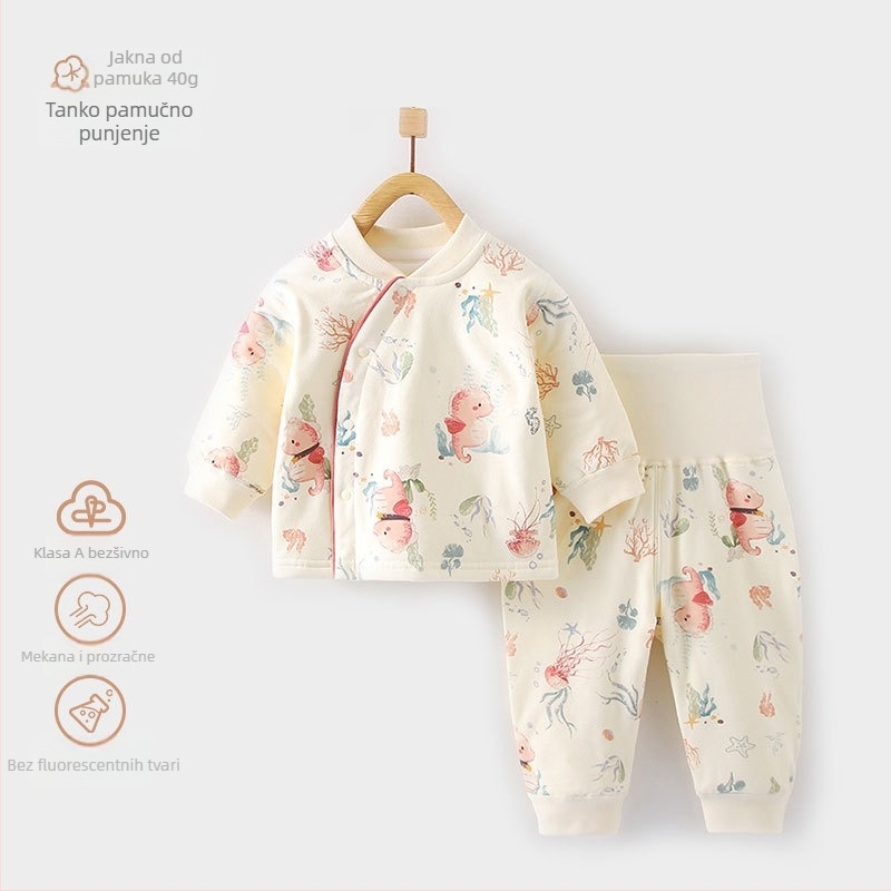 Dječji termalni set od pamuka, debeli materijal, motiv životinja, za novorođenčad 0–12 mjeseci, jesen-zima