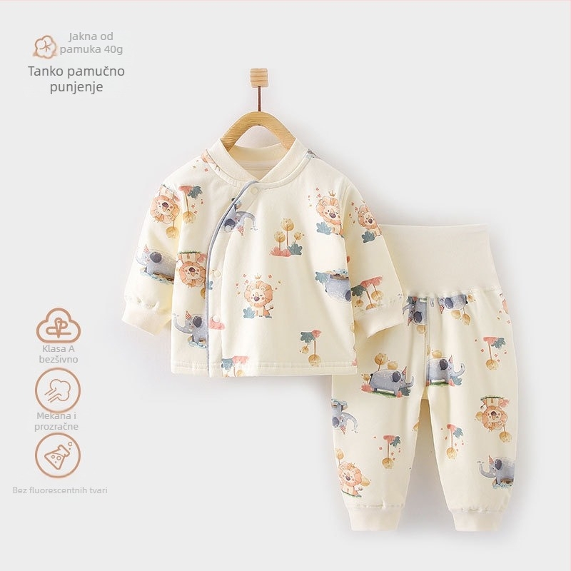 Dječji termalni set od pamuka, debeli materijal, motiv životinja, za novorođenčad 0–12 mjeseci, jesen-zima