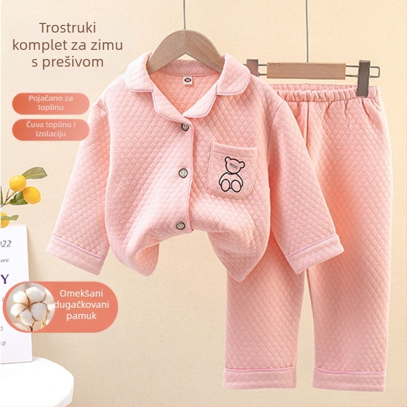 Dječje pidžame za jesen-zimu, trostruko podstavljeno, unisex, za djecu 3–8 godina, kućna odjeća, ležerni stil