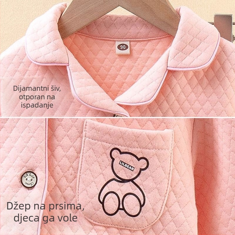 Dječje pidžame za jesen-zimu, trostruko podstavljeno, unisex, za djecu 3–8 godina, kućna odjeća, ležerni stil