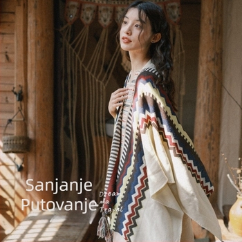 Boemski etnički šal s ukrasom za žene (akril; jednostavno tkanje; geometrijski uzorak; Jacquard)