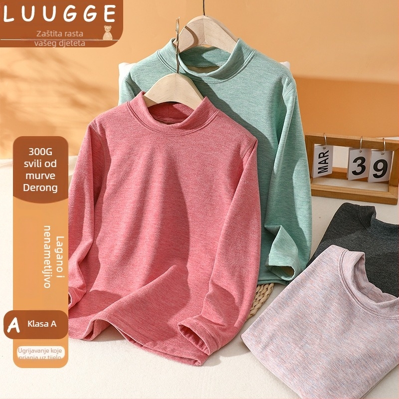 Dječji zimski termalni top s okruglim vratom, fleec podstava, 25% viskoze, za dob 3–8 godina