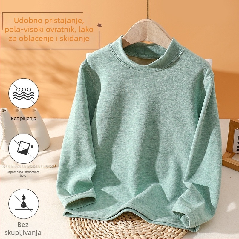 Dječji zimski termalni top s okruglim vratom, fleec podstava, 25% viskoze, za dob 3–8 godina