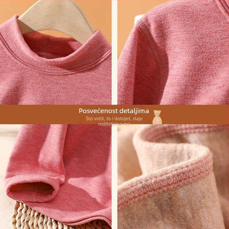 Dječji zimski termalni top s okruglim vratom, fleec podstava, 25% viskoze, za dob 3–8 godina