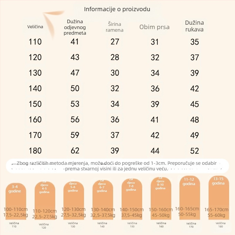 Dječji zimski termalni top s okruglim vratom, fleec podstava, 25% viskoze, za dob 3–8 godina