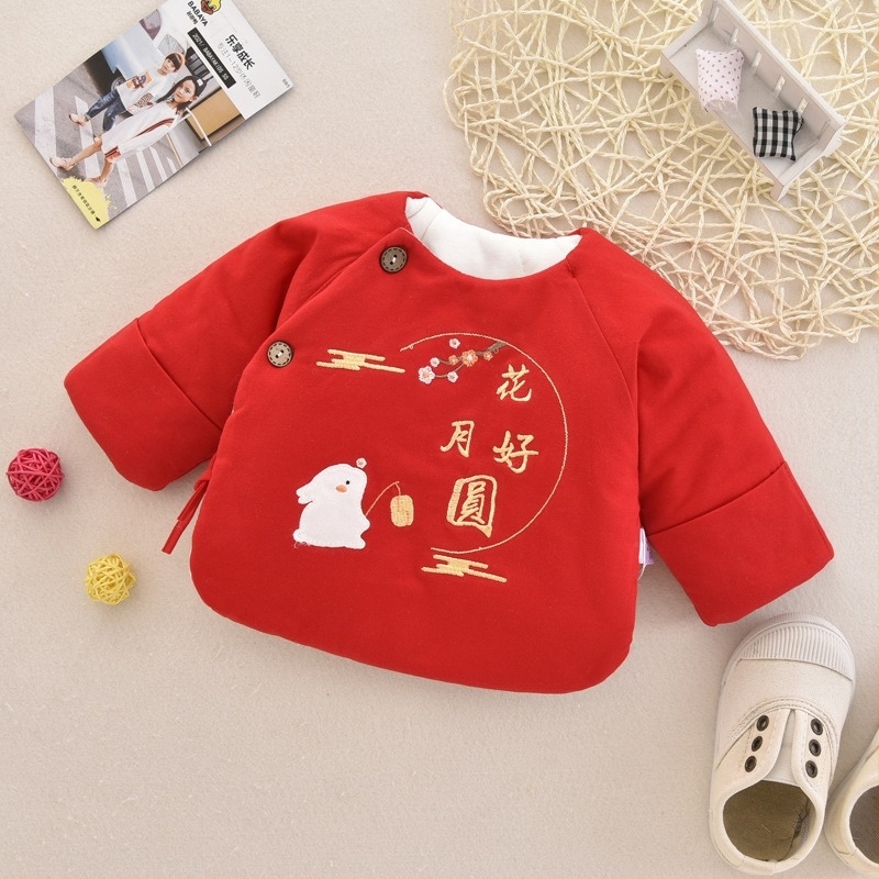 Zimska majica za novorođenčad od pamuka s poliesterskom podstavom, okrugli ovratnik, bez kapulje, za dob 0–3 mjeseca