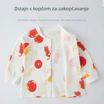 Dječji kardigan od 100% pamuka s okruglim izrezom, za proljeće i jesen, normalne debljine, uzorci: životinje, pruge, crtani likovi, cvijeće