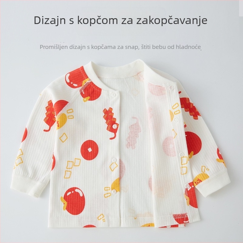 Dječji kardigan od 100% pamuka s okruglim izrezom, za proljeće i jesen, normalne debljine, uzorci: životinje, pruge, crtani likovi, cvijeće