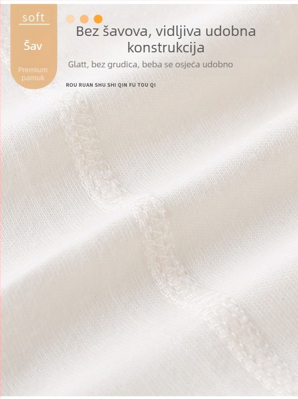 Bejbi pamučni bazni top za proljeće i jesen, okrugli izrez, 100% pamuk, za dob 1–3 godine, bez kapulje