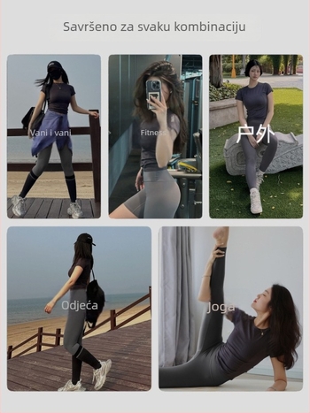 Ženski top za jogu, 3/4 rukav, brzo suši, geometrijski uzorak, materijal najlon-spandeks