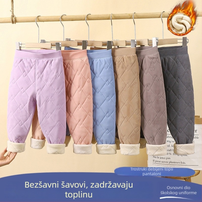 Školske hlače za dječju uniformu – jesen/zima, trostruki fleece podstava, srednji pojas, poliester