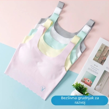 Razvojno donje rublje za djevojčice: prozračni Ice Silk materijal, najlon, puna čaša, bez oblikovanih košarica, fiksni dvostruki remeni