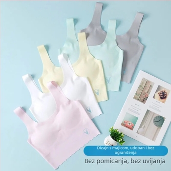 Razvojno donje rublje za djevojčice: prozračni Ice Silk materijal, najlon, puna čaša, bez oblikovanih košarica, fiksni dvostruki remeni
