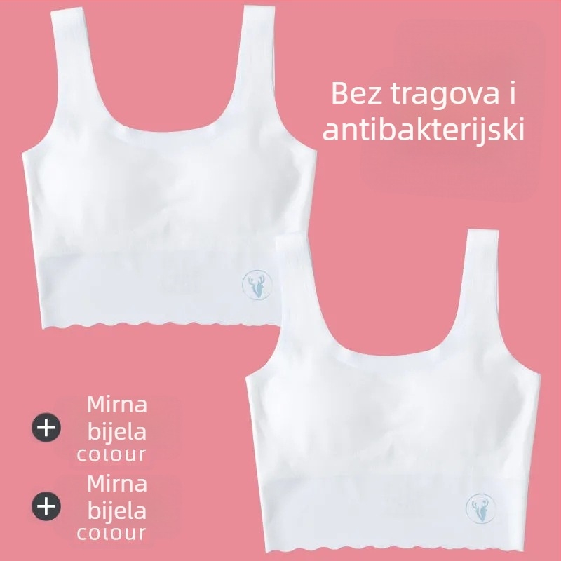 Razvojno donje rublje za djevojčice: prozračni Ice Silk materijal, najlon, puna čaša, bez oblikovanih košarica, fiksni dvostruki remeni