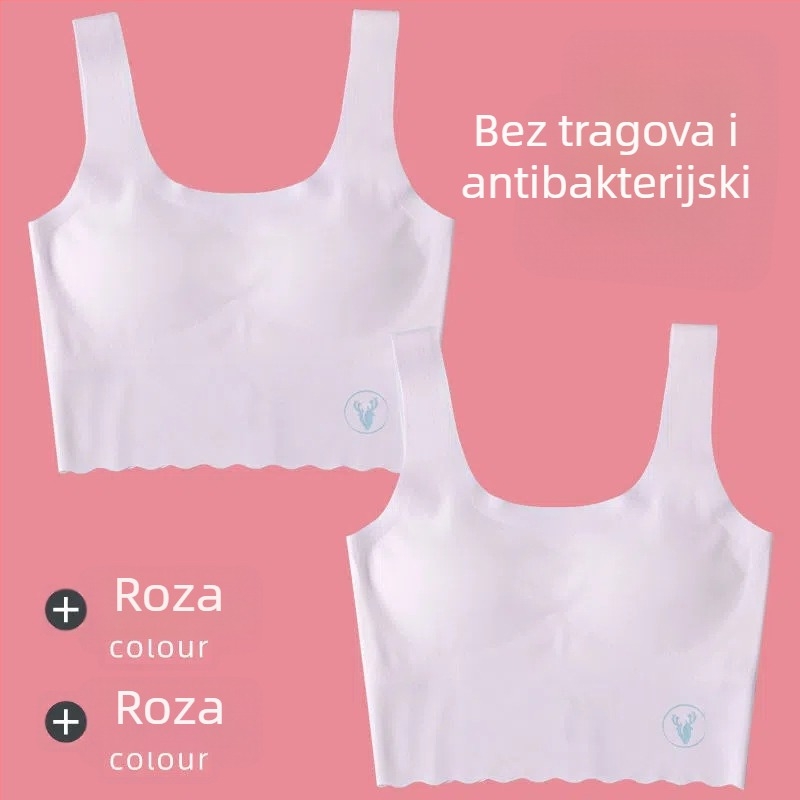 Razvojno donje rublje za djevojčice: prozračni Ice Silk materijal, najlon, puna čaša, bez oblikovanih košarica, fiksni dvostruki remeni