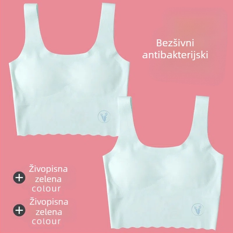 Razvojno donje rublje za djevojčice: prozračni Ice Silk materijal, najlon, puna čaša, bez oblikovanih košarica, fiksni dvostruki remeni