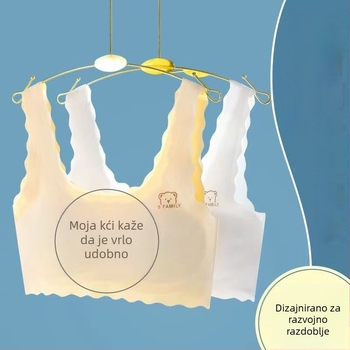 Bešavna sportska grudnjica za tinejdžerice — najlon, pune košarice, ultra tanke oblikovane čašice s spužvom, bez čeličnih okova, fiksni kaiševi, prozračni stražnji dio