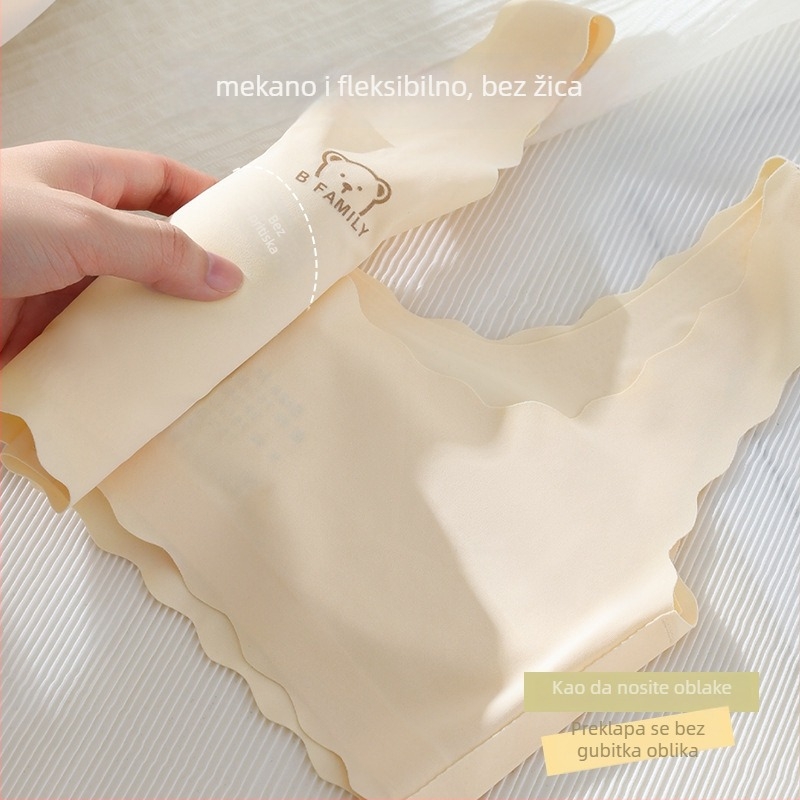 Bešavna sportska grudnjica za tinejdžerice — najlon, pune košarice, ultra tanke oblikovane čašice s spužvom, bez čeličnih okova, fiksni kaiševi, prozračni stražnji dio