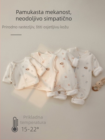 Dječji pamučni prsluk s prešivanom izolacijom, kardigan-stil, s prednjim gumbima, za novorođenčad 0–12 mjeseci