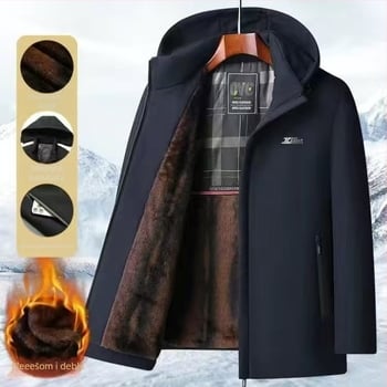 Muški zimski kaput s poliester punjenjem, kapuljača, odvojiva ovratnica, zatvarač, više džepova