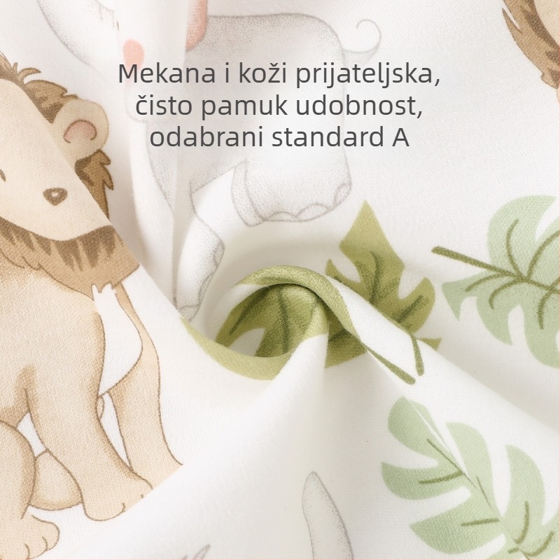 Dječji dvodijelni pamucni set: 100% pamuk, vrh visokog struka i hlače, kardigan-stil, uzorak crtani, za dob 0–12 mjeseci, pogodan za zimu, proljeće i jesen