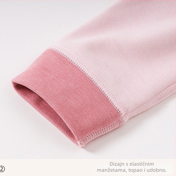 Dječji termalni set za bazni sloj — majica s okruglim vratom i hlače, unisex, jesenski uzorak s slovima, smjesa poliestera 88,2%