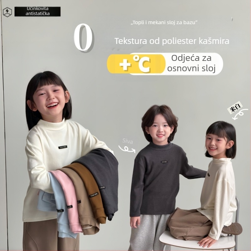 Dječje termalno bazno gornje, unisex, okrugli vrat, zima, uzrast 3–8 godina, 37,5% regenerirano celulozno vlakno