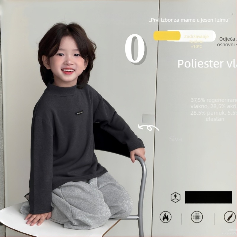 Dječje termalno bazno gornje, unisex, okrugli vrat, zima, uzrast 3–8 godina, 37,5% regenerirano celulozno vlakno