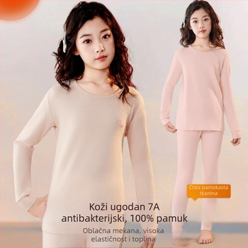 Topli dječji set donjeg rublja za djevojčice, 100% pamuk, s okruglim izrezom, za jesen-zimu, 8+ godina