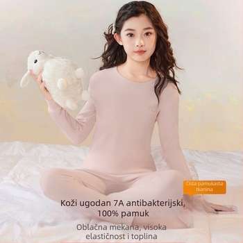 Topli dječji set donjeg rublja za djevojčice, 100% pamuk, s okruglim izrezom, za jesen-zimu, 8+ godina