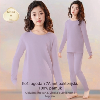 Topli dječji set donjeg rublja za djevojčice, 100% pamuk, s okruglim izrezom, za jesen-zimu, 8+ godina