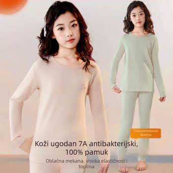 Topli dječji set donjeg rublja za djevojčice, 100% pamuk, s okruglim izrezom, za jesen-zimu, 8+ godina