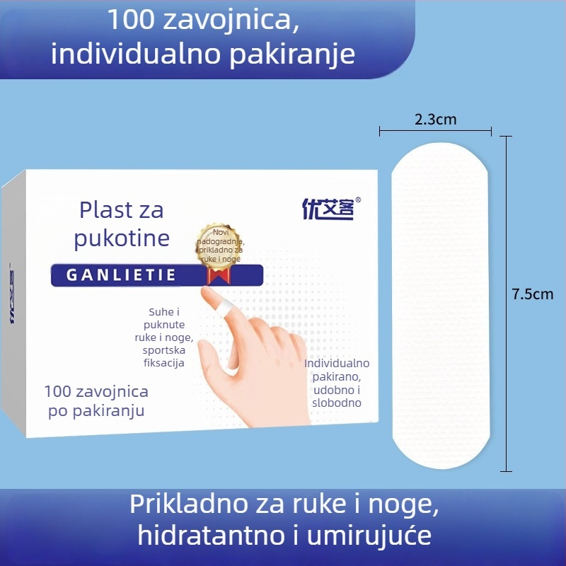 Youaike flaster za suhe pukotine – elastičan, dišući zavoj, netkani materijal, debljina 0.5 mm, rok trajanja 3 godine