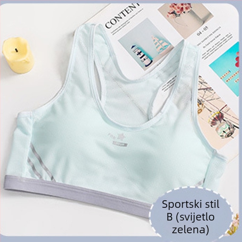 Suteren za djevojčice – prsluk-stil, najlon tkanina s pamuk podstavom, potpuno košarica s tankom oblikovanom košaricom, bez žice, fiksne dvostruke naramenice, prozračan i upija znoj