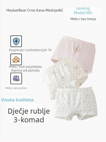 Black Coffee Bear Djevojčice antibakterijske bokserice od modalnog pamuka, 3 komada u pakiranju