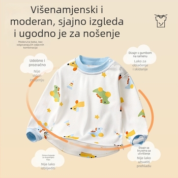 Dječji jesenji set: gornji dio i hlače od 100% pamuka, visok pas, toplo donje rublje za bebe i djecu 1–3 godine