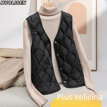 Ženska bez ovratnika kardigan-vest, geometrijski uzorak, pamuk-elastan smjesa, zatvaranje na jedno dugme