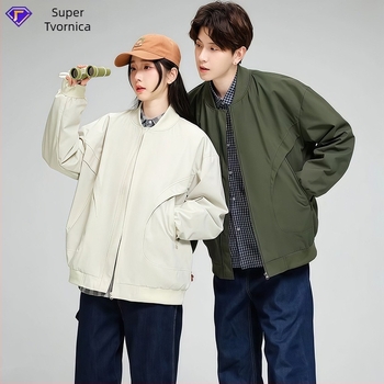 Muška jakna – Otporna na vjetar, Stojeći ovratnik s patentnim zatvaračem, Raglan rukavi, Bočne džepove, Poliester smjesa | Proljeće–Jesen, Slobodan kroj