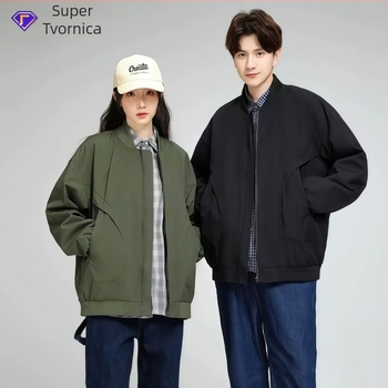 Muška jakna – Otporna na vjetar, Stojeći ovratnik s patentnim zatvaračem, Raglan rukavi, Bočne džepove, Poliester smjesa | Proljeće–Jesen, Slobodan kroj