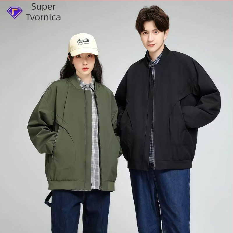 Muška jakna – Otporna na vjetar, Stojeći ovratnik s patentnim zatvaračem, Raglan rukavi, Bočne džepove, Poliester smjesa | Proljeće–Jesen, Slobodan kroj