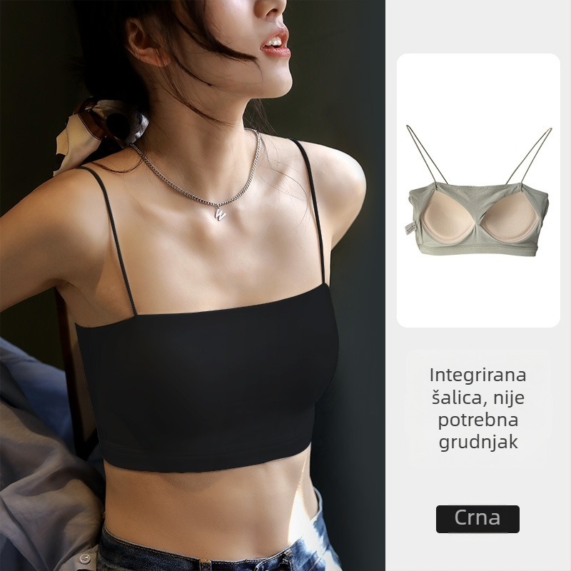 Ženski cami top s jednim ramenom, ultra kratka duljina, pamuk-modal-spandeks smjesa, uski kroj