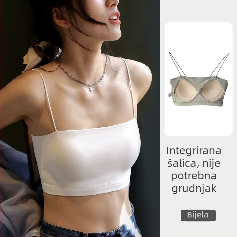 Ženski cami top s jednim ramenom, ultra kratka duljina, pamuk-modal-spandeks smjesa, uski kroj